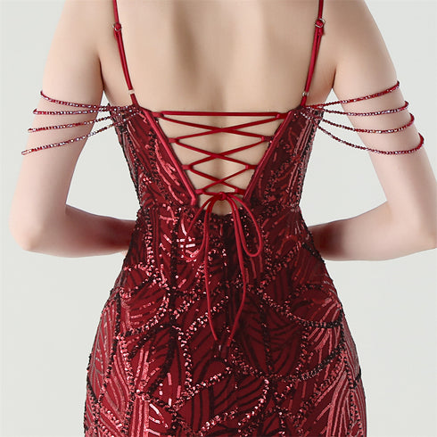 Graceful Sequin Embellished Mesh Mermaid Maxi Dress